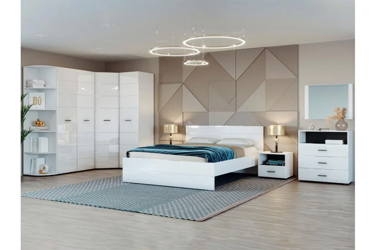 Кровать Gloss 160х200 Белый/Белый глянец (72374522) - купить в Озерце