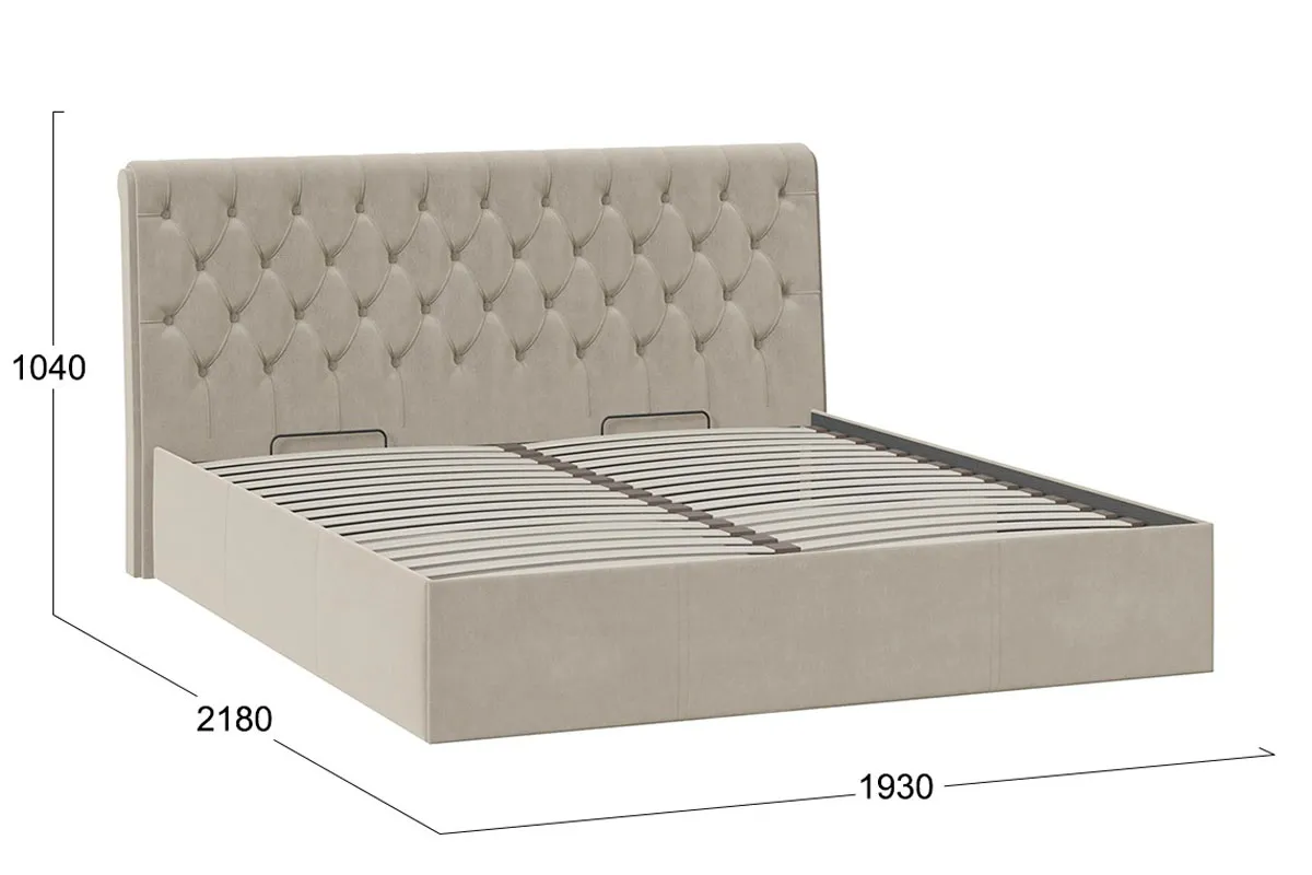 Кровать двойная Скарлет универсальная 180х200 с ПМ Тип 1 (Велюр/Мокко светлый) - купить в Озерце