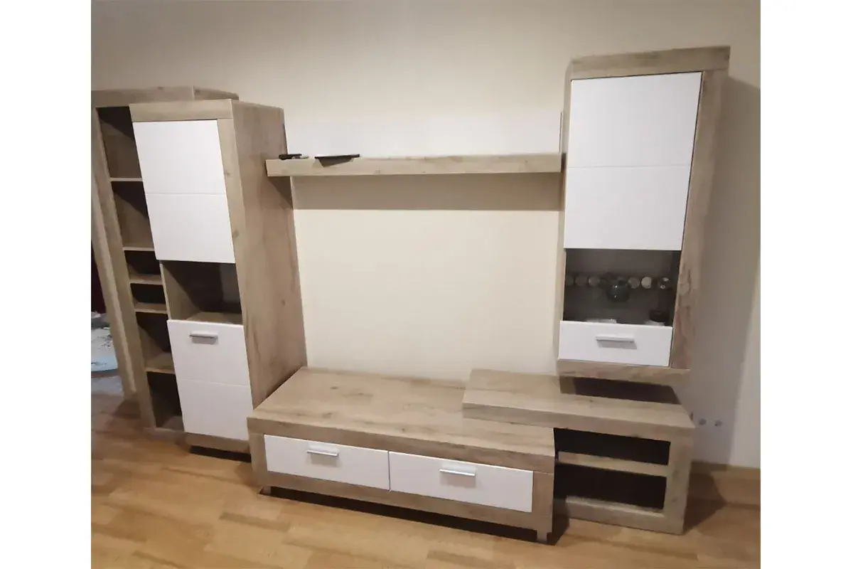 Полка навесная Генезис Дуб Серый Крафт/Белый глянец (71280118) — Мебель-центр Озерцо