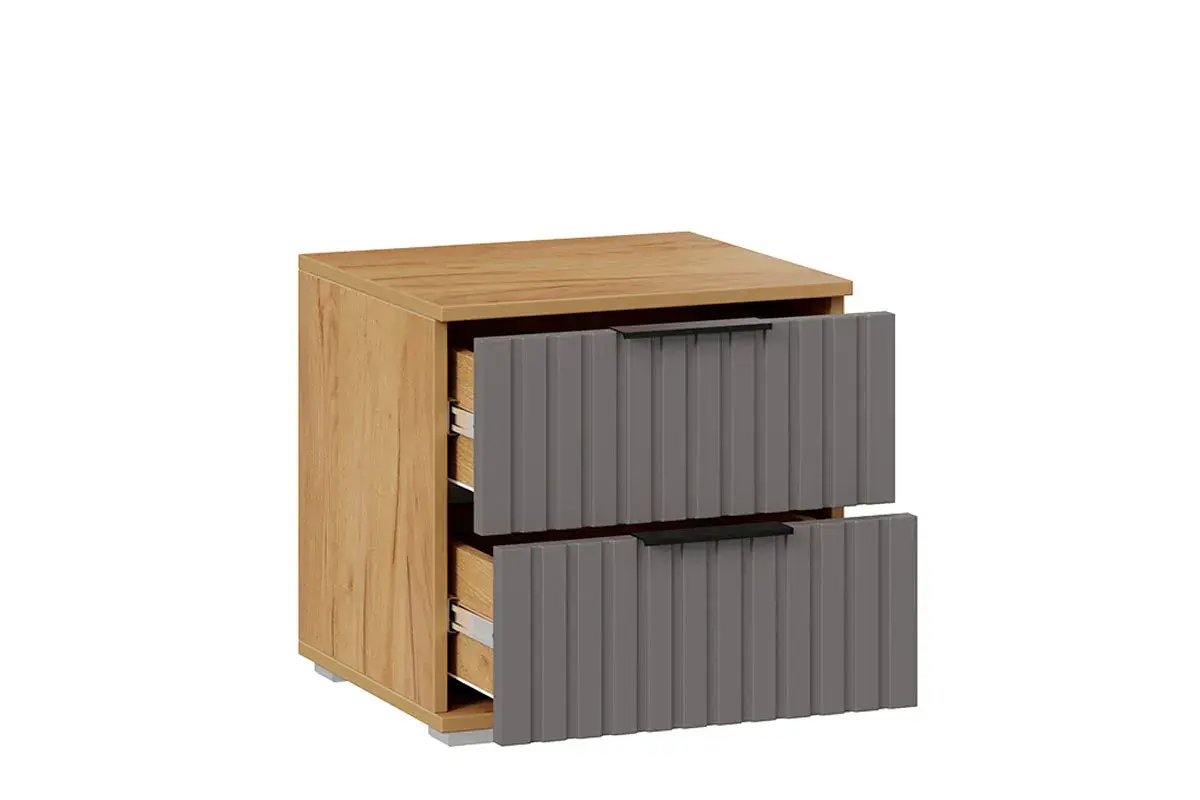 Тумба прикроватная Хилтон (Дуб Крафт золотой/Графит матовый) — Мебель-центр Озерцо