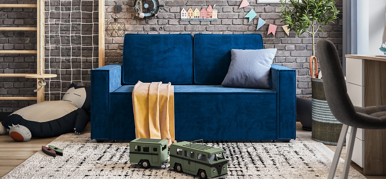 Диван NORD Compact велюр Monolit синий — купить в Озерце