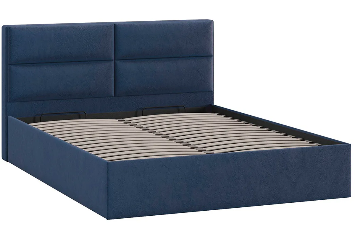 Кровать универсальная Глосс с ПМ Тип 1 и заглушиной 160х200 (Микровелюр/Wellmart Blue) - купить в Озерце
