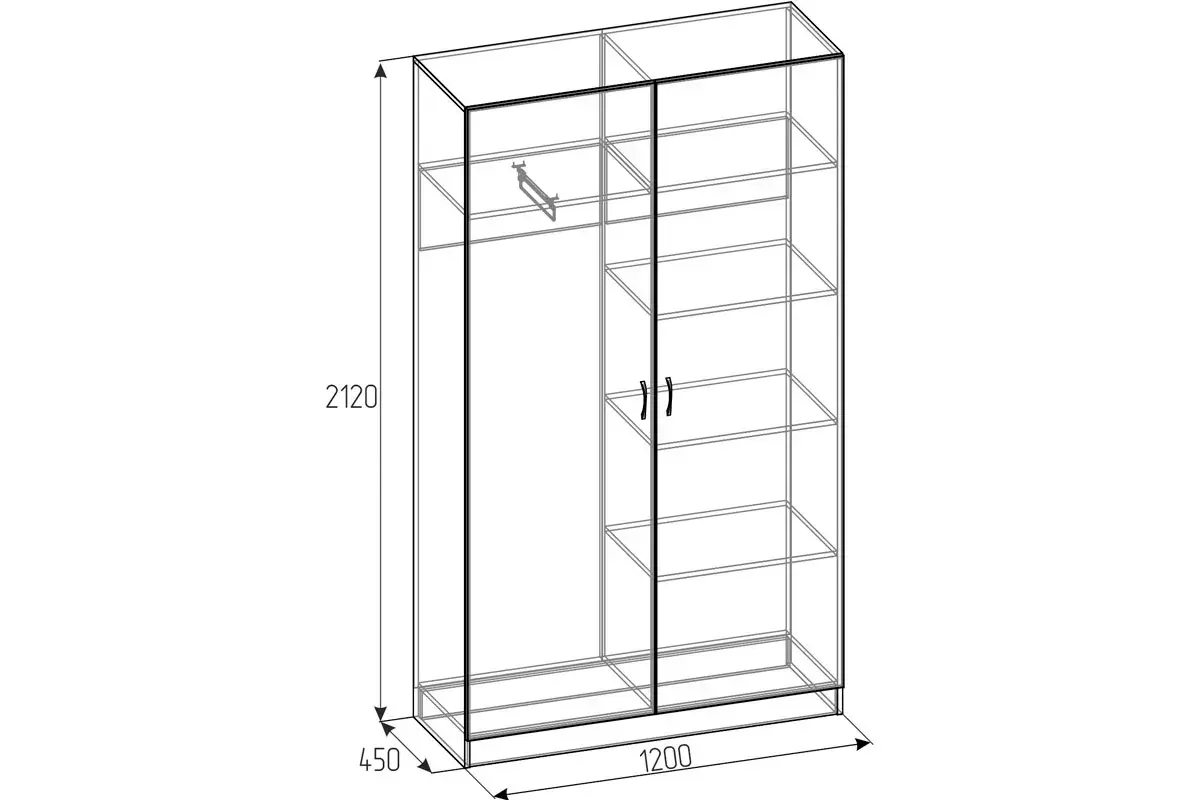 Шкаф платяной 45 (Дуб Серый Craft) в мебель-центре Озерцо