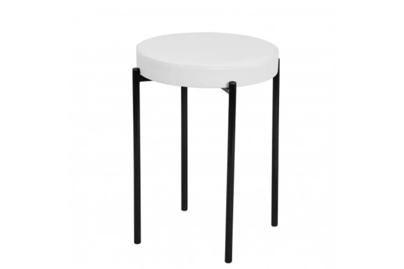 Табурет Дора каркас черный, экокожа (Экотекс 3002 белый) СРП-006 - купить в Озерце