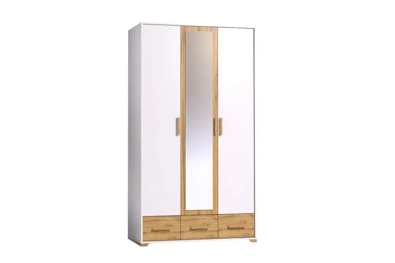 Шкаф для одежды и белья Айрис 444 (Белый/Дуб золотистый) в мебель-центре Озерцо