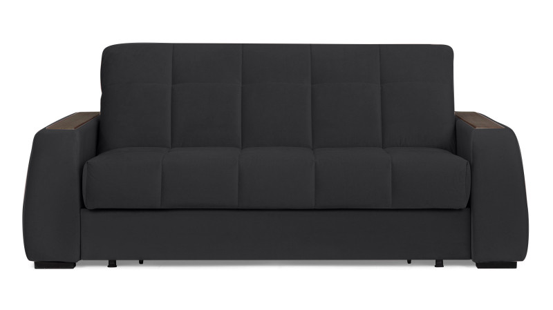 Диван - кровать Domo Pro с накладкой цвета венге, стежка квадрат, ткань Sky Velvet 38 180x216 — в мебель-центре Озерцо