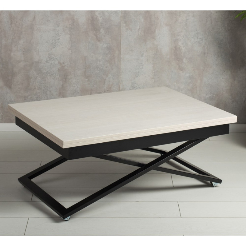 Стол-трансформер APOLLO дуб анкор светлый/черное подстолье - купить в Озерце