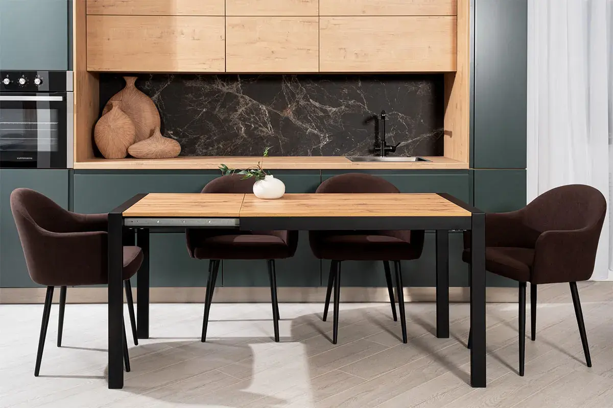 Стол обеденный Этно (Дуб вотан / Рама черная / Металл черный) - купить в Озерце