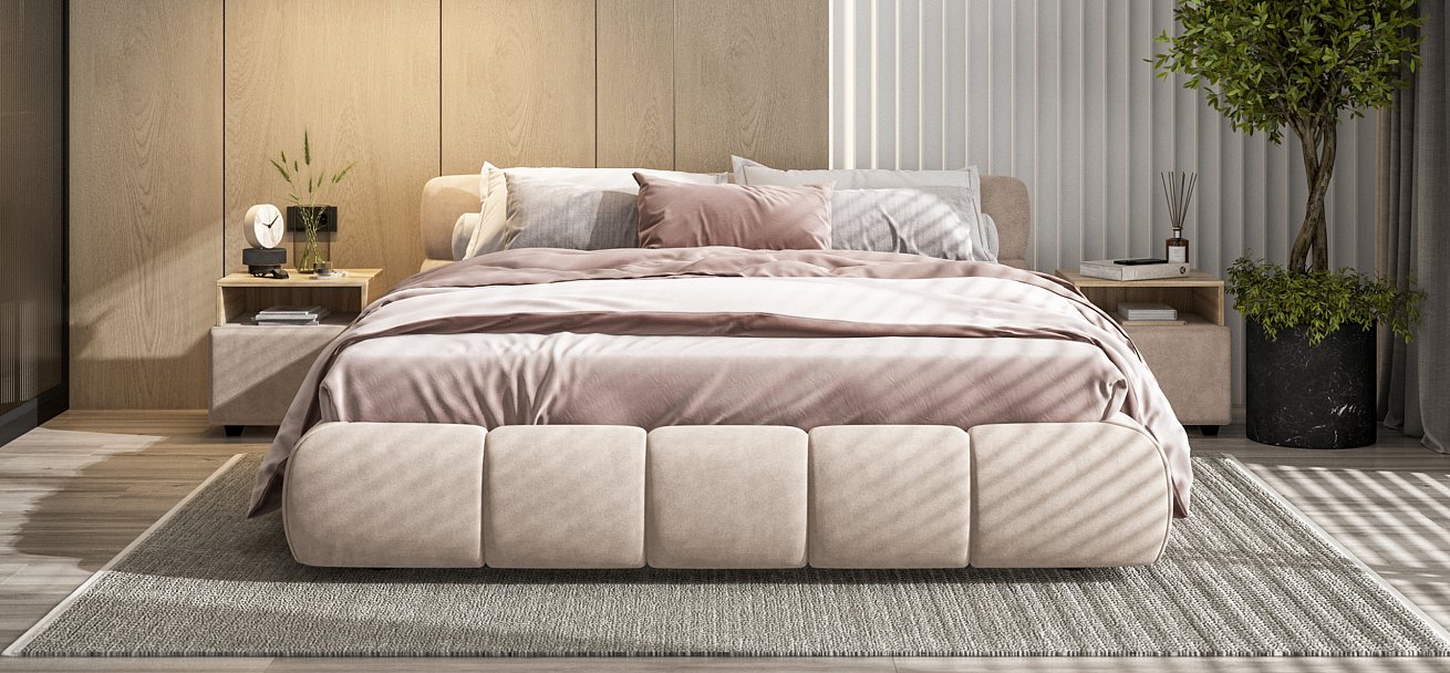 Босс Дрим Кровать+ПМ 160*200 Велюр Монолит латте - купить в Озерце