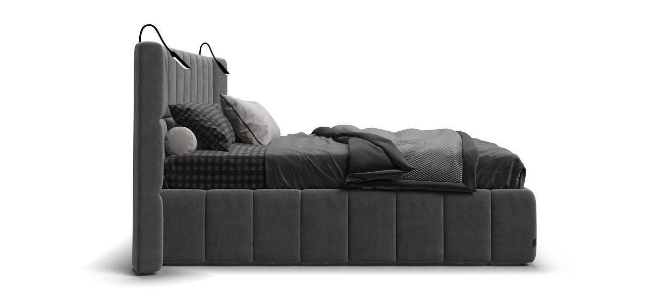 Босс ХО Кровать 180*200 Велюр Монолит серый - купить в Озерце