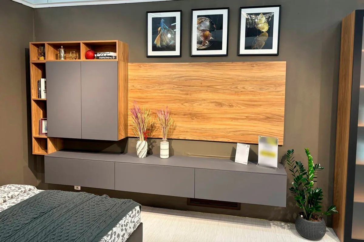 Гостиная Порто №6 ГН-393.006 (Яблоня Беллуно/Графит софт) — Мебель-центр Озерцо