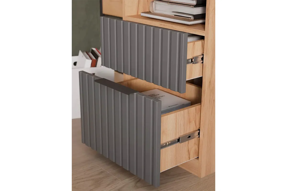 Стол письменный Хилтон Тип 1 (Дуб Крафт золотой/Графит матовый) — Мебель-центр Озерцо