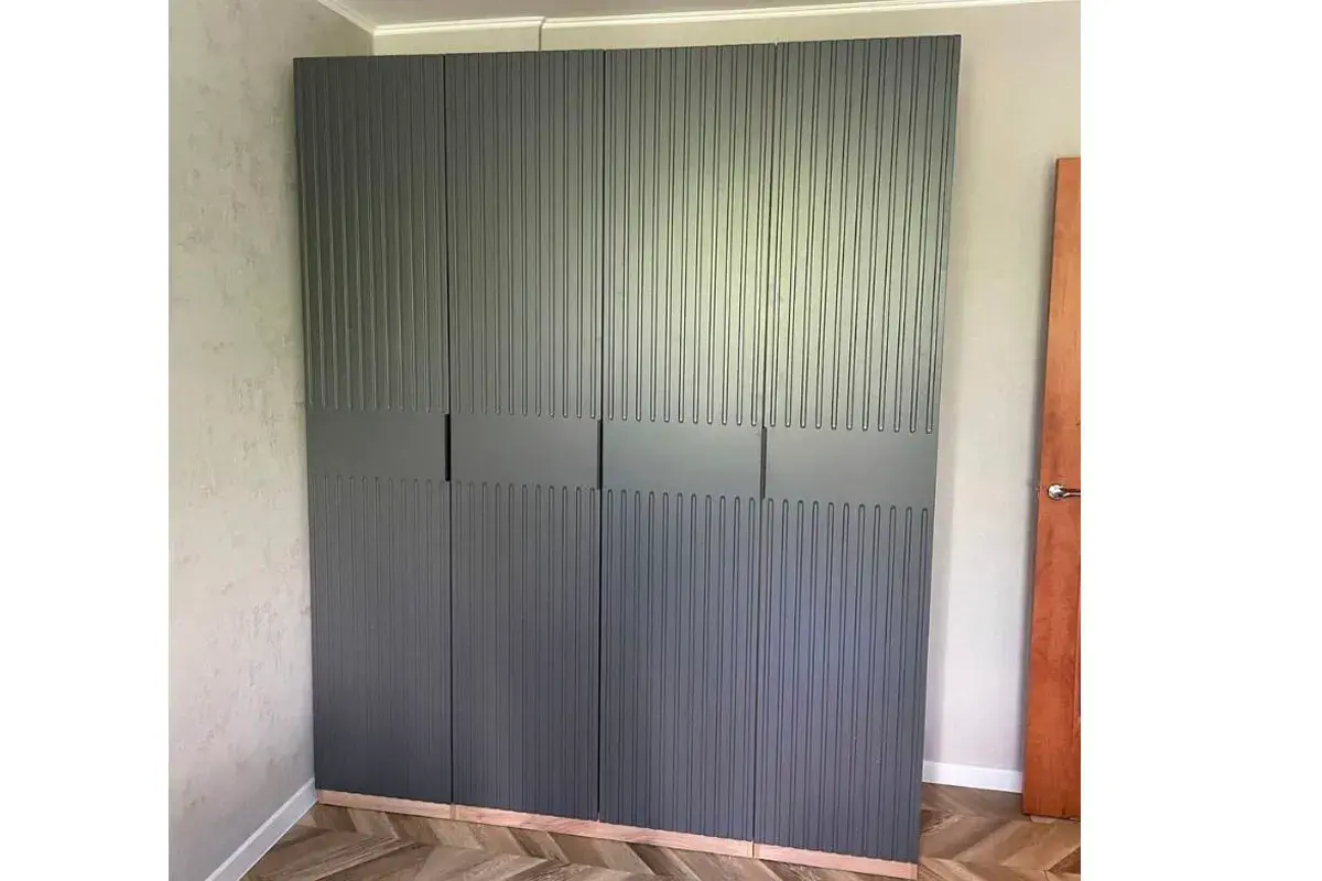 Шкаф для белья Хилтон (Дуб Крафт золотой/Графит матовый) в мебель-центре Озерцо