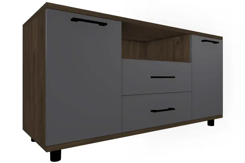 Тумба ТБ-5022-ГТ-АМ (Гикори Джексон темный/Антрацит Матовый) — Мебель-центр Озерцо