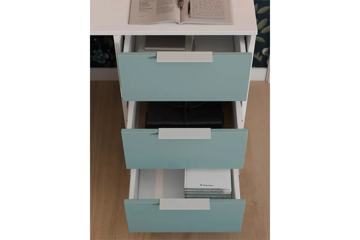 Стол письменный Марли Тип 1 (Белый/Серо-голубой) — Мебель-центр Озерцо