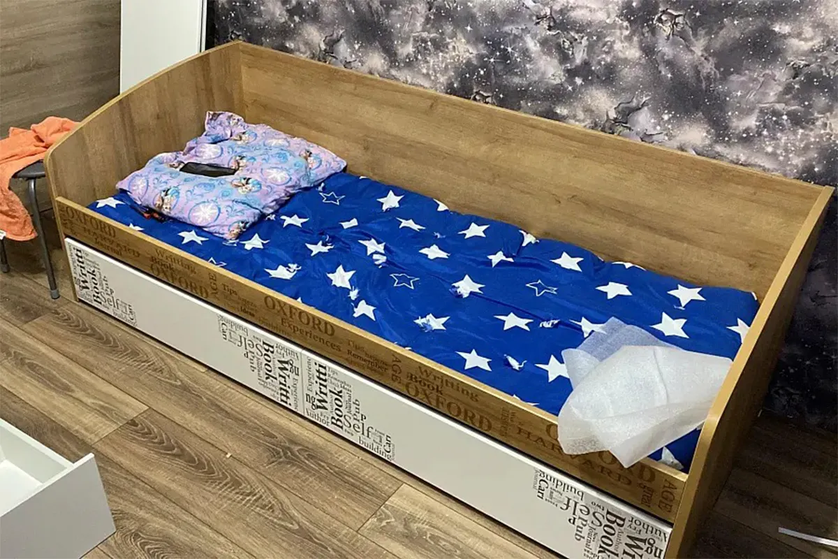 Детский гарнитур Оксфорд Комплект 4 (Ривьера/Белый с рисунком) — Мебель-центр Озерцо