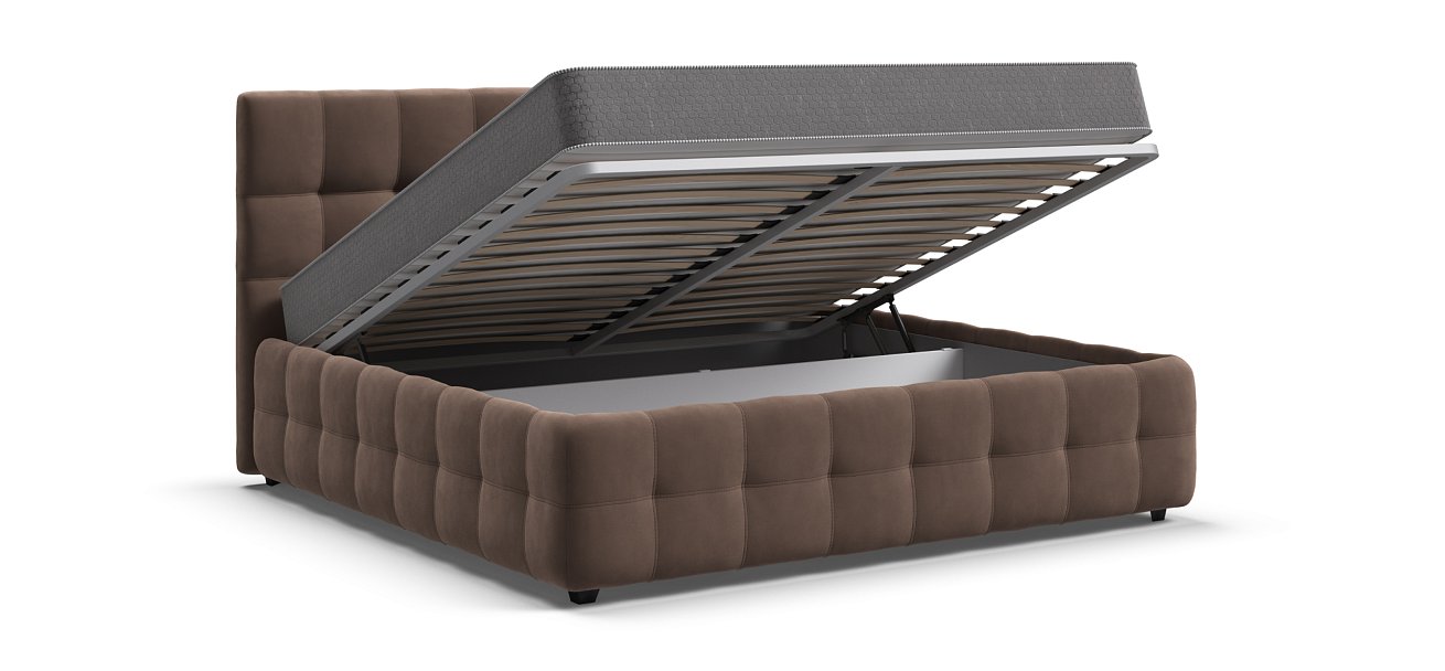 Босс Кровать+ПМ 180*200 Велюр Монолит мокко - купить в Озерце