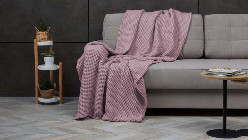 Покрывало хлопковое Waffle, цвет: орхидея 220x230 в мебель-центре Озерцо