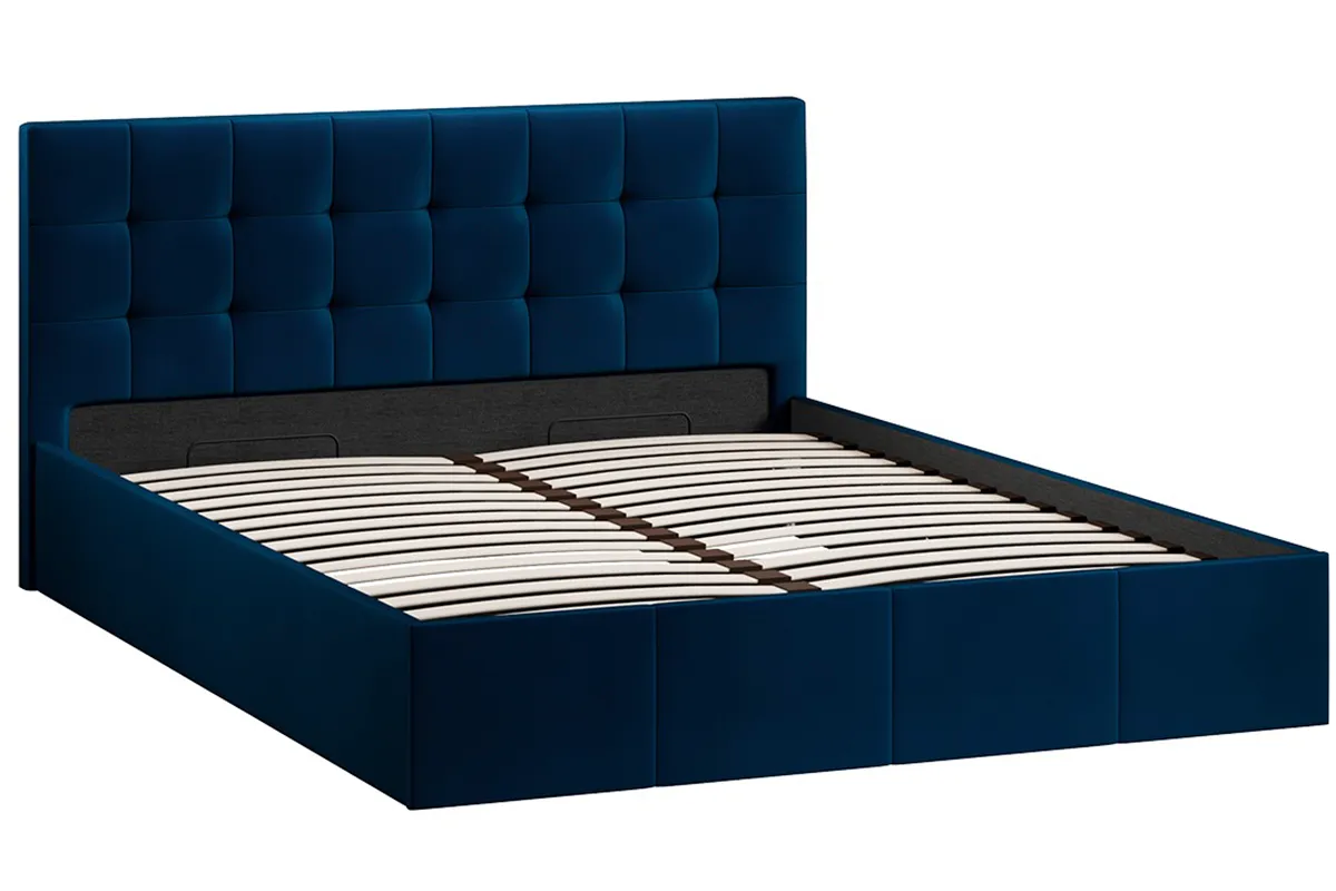 Кровать Эмма с ПМ и заглушиной 160х200 (Велюр/Confetti Blue) - купить в Озерце