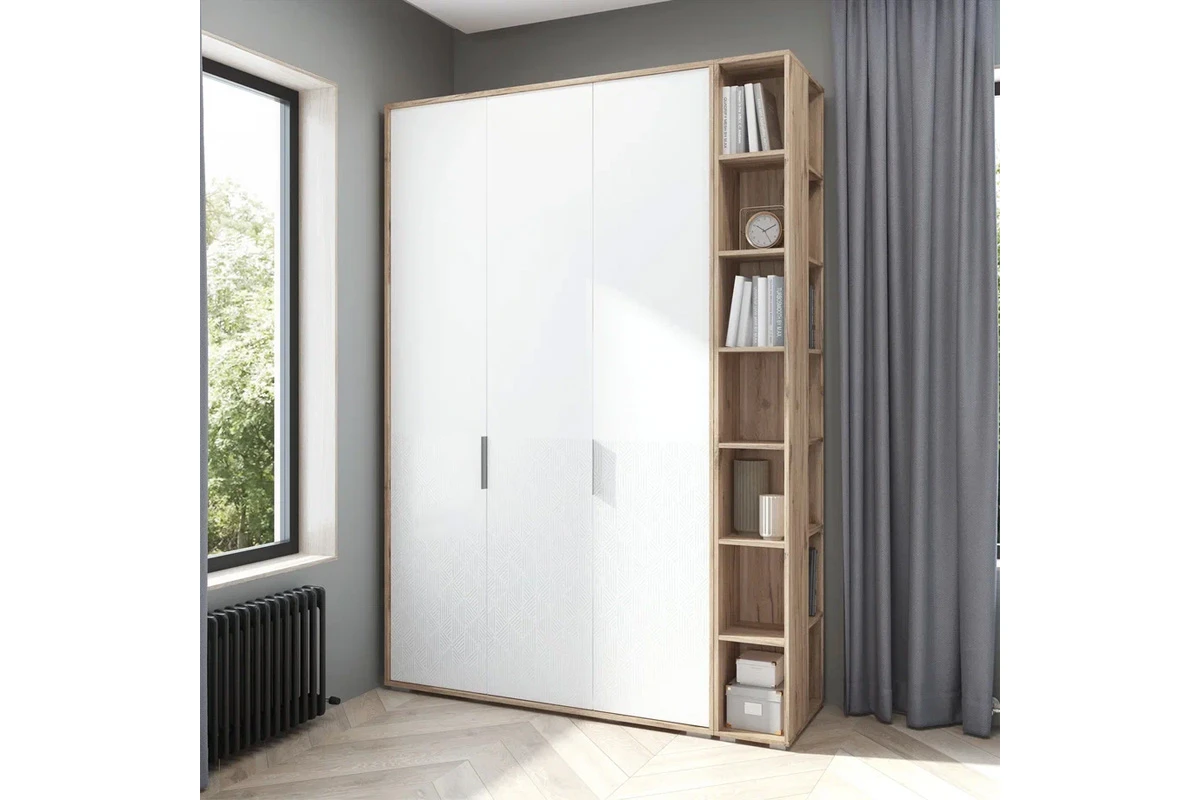 Шкаф трехдверный Николь мод.7 (Белый/Дуб Альпийский) в мебель-центре Озерцо