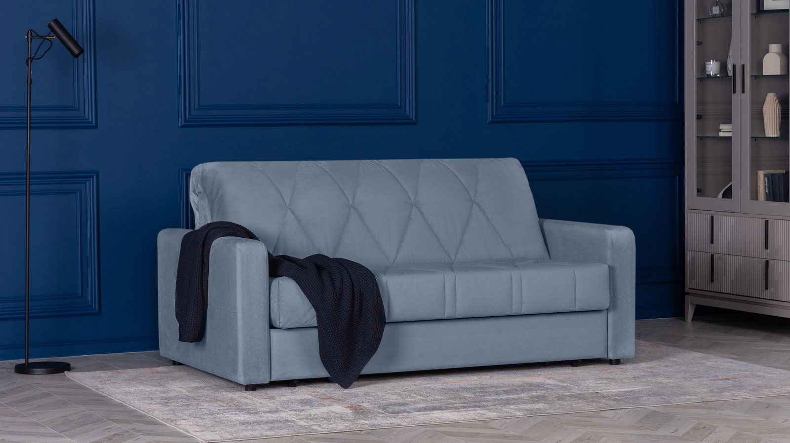 Диван - кровать Domo Pro стежка ромб, ткань Casanova Ice 160x216 — купить в Озерце