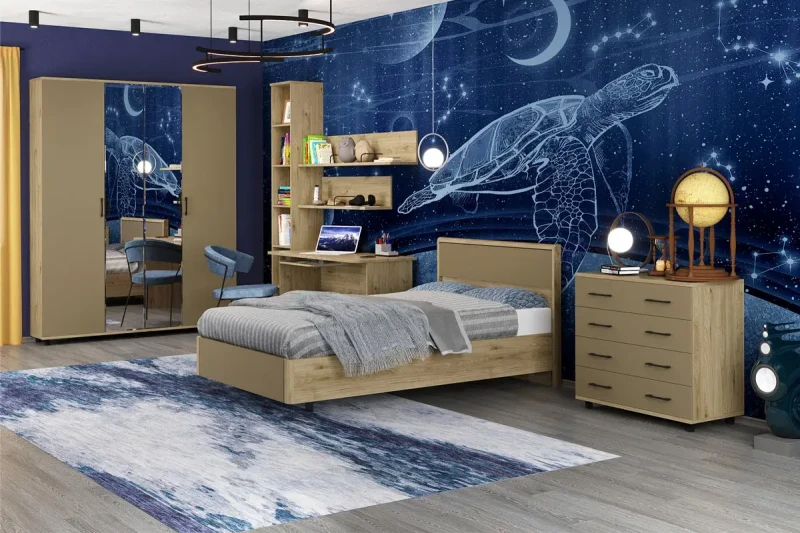 Детская Грейс композиция 10 (Гикори Джексон Светлый/Латте Матовый) — Мебель-центр Озерцо