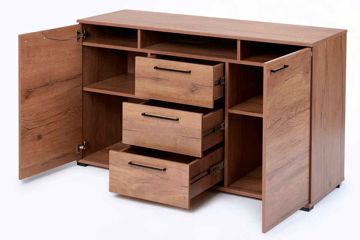 Тумба Валери 3 (Дуб Табачный/Чёрный) — Мебель-центр Озерцо