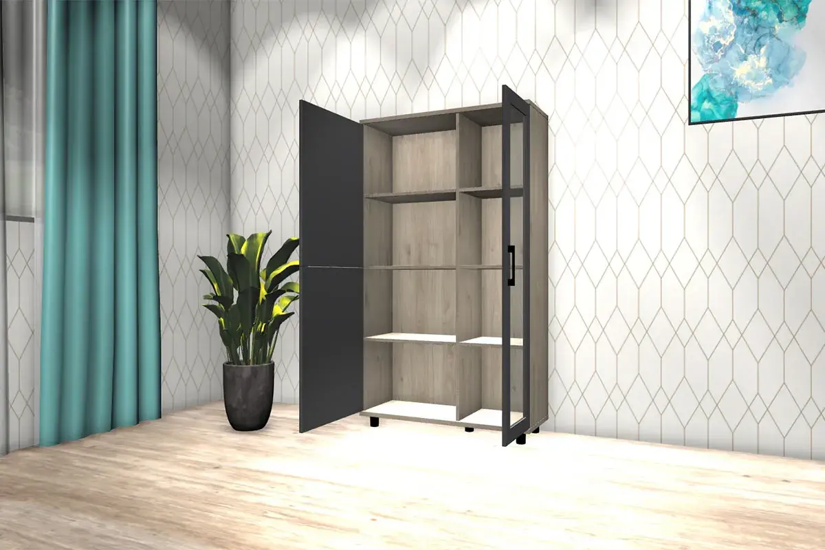 Шкаф многоцелевой ШК-5081-ГС-АМ (Гикори Джексон Светлый/Антрацит Матовый) в мебель-центре Озерцо