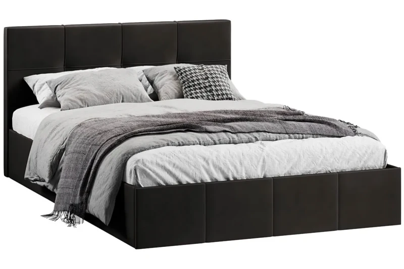 Кровать Лора с мягкой обивкой и заглушиной с ПМ 140х200 (Велюр / Confetti Stone) - купить в Озерце