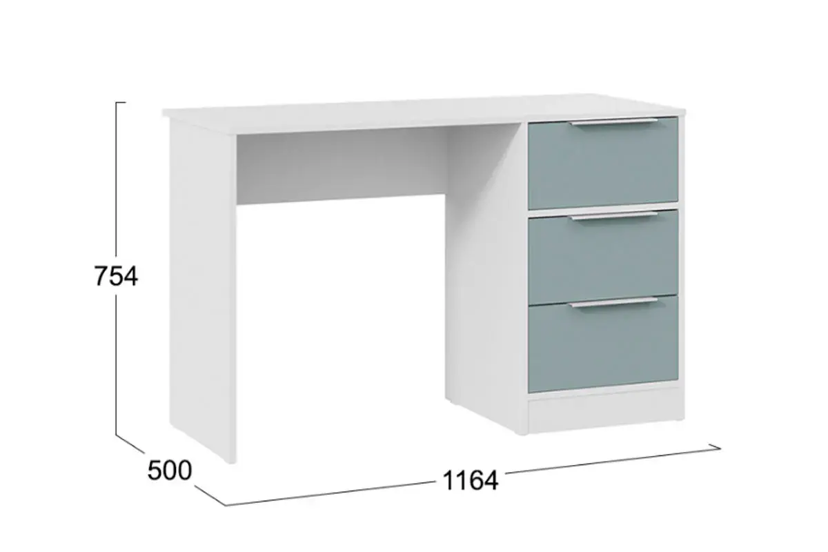 Стол письменный Марли Тип 1 (Белый/Серо-голубой) — Мебель-центр Озерцо