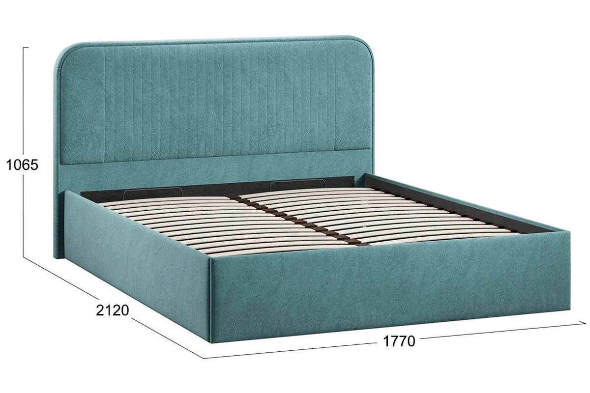 Кровать Тиффани Тип 1 с ПМ 160х200 (Микровелюр / Wellmart Indigo) - купить в Озерце