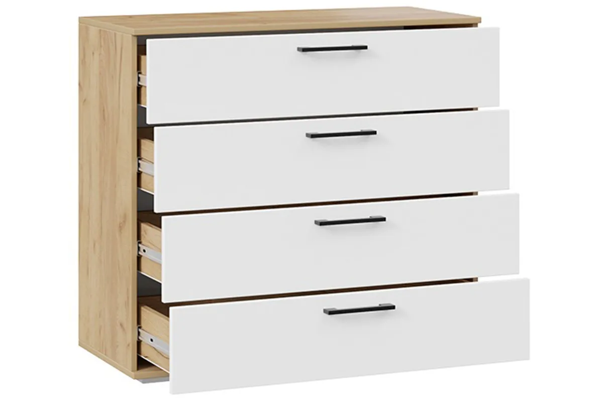 Комод Нео (Дуб крафт золотой/Белый) — Мебель-центр Озерцо