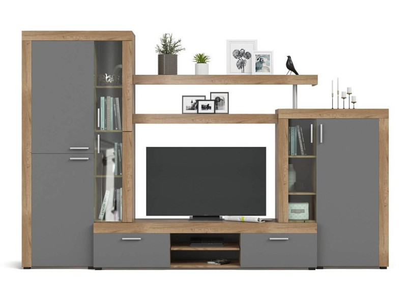 Стенка Монтана Крафт табачный, Серый графит — Мебель-центр Озерцо