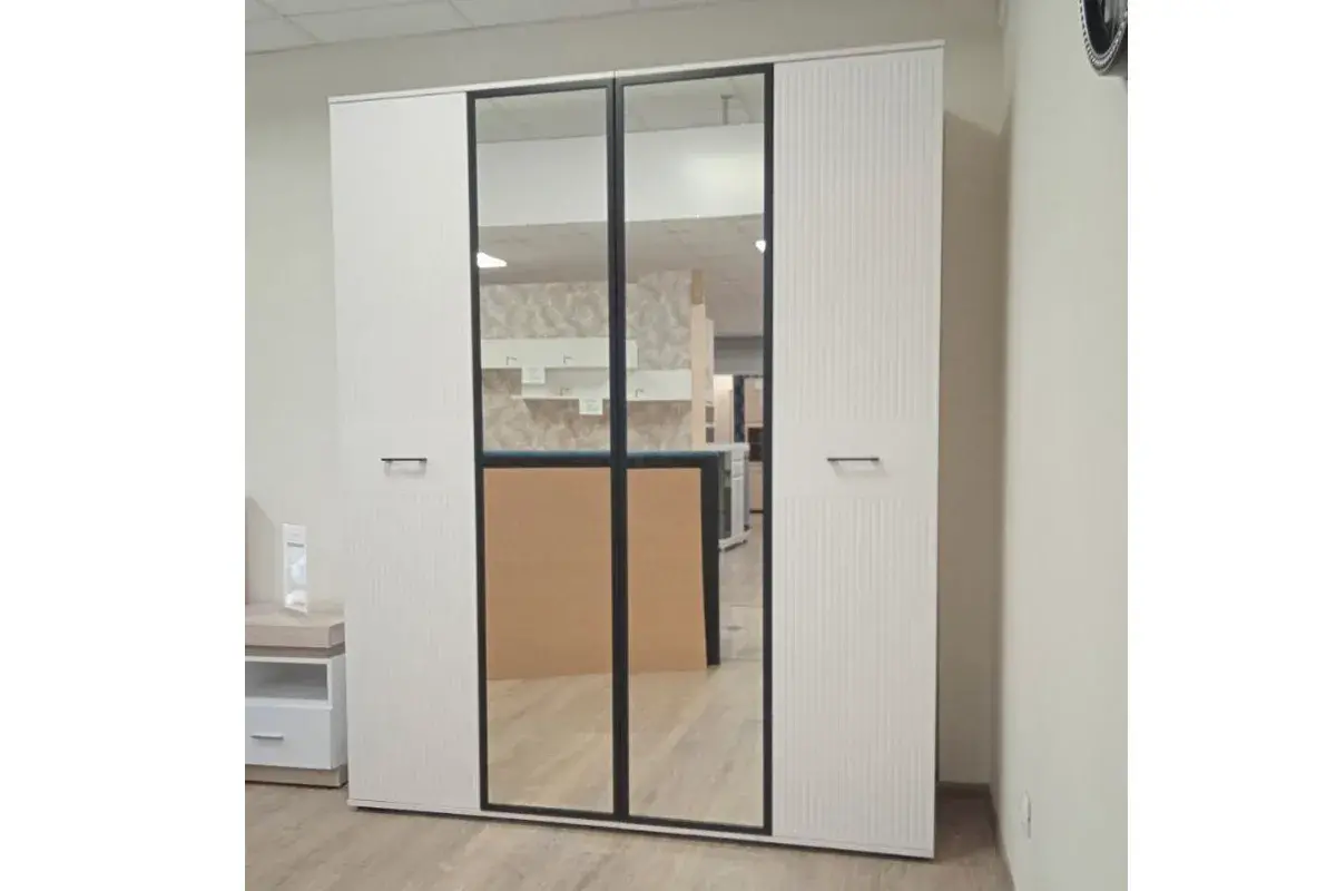 Шкаф Шарлиз 4-х дв. с зеркалом (Белое сияние/Белый снег) в мебель-центре Озерцо