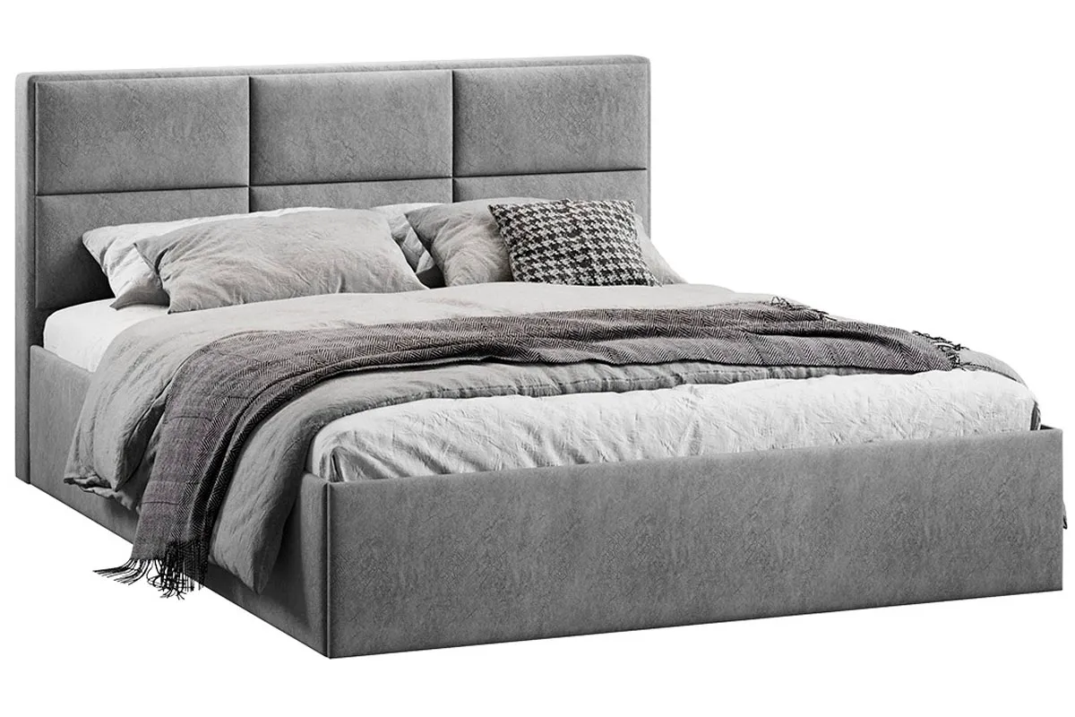 Кровать Стелла с ПМ Тип 1 и заглушиной 160х200 (Микровелюр/Wellmart Silver) - купить в Озерце