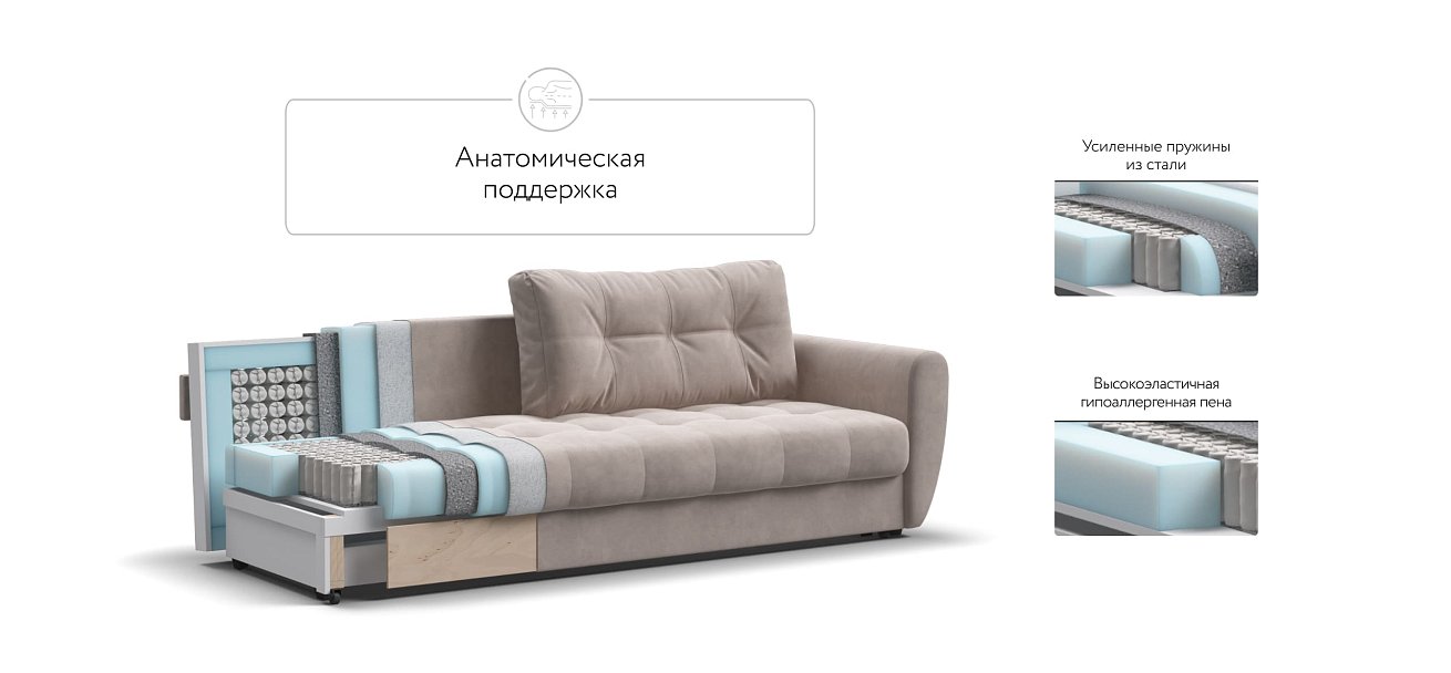 Диван Престон 2.0 велюр Monolit латте — купить в Озерце