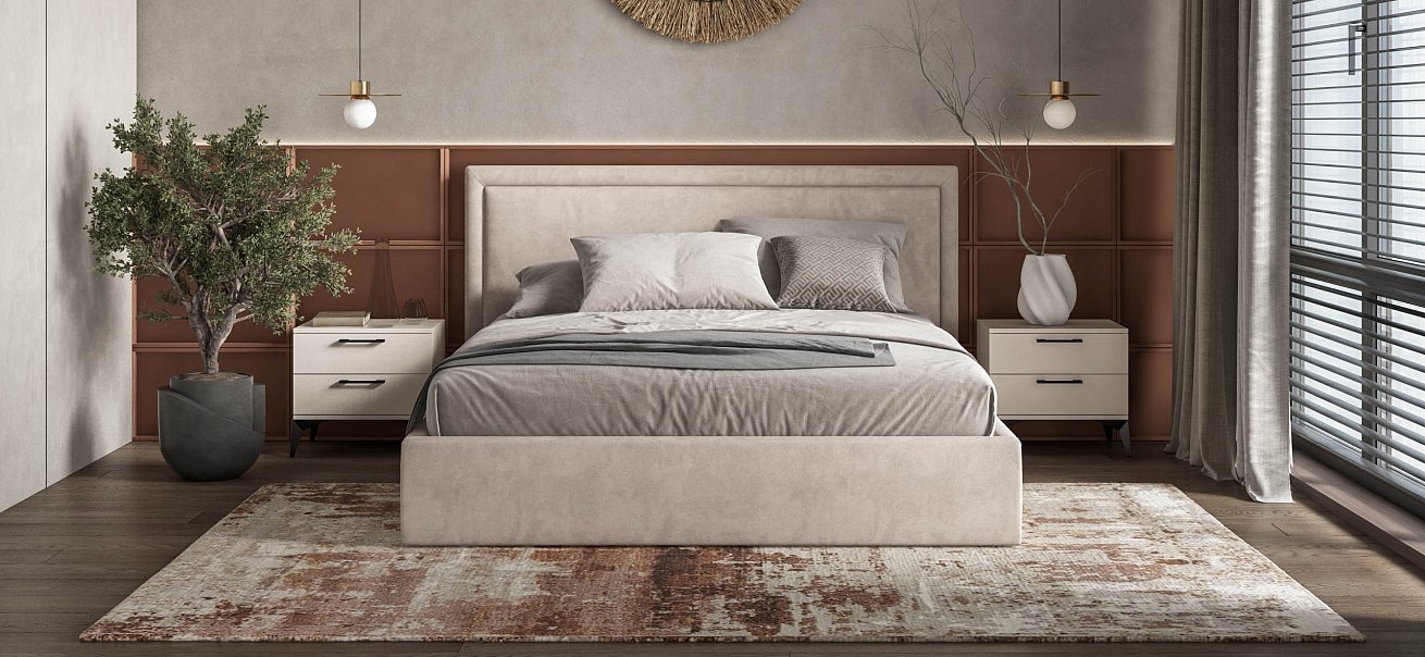 Кровать Фрея 160*200 с ПМ MONOLIT Латте - купить в Озерце