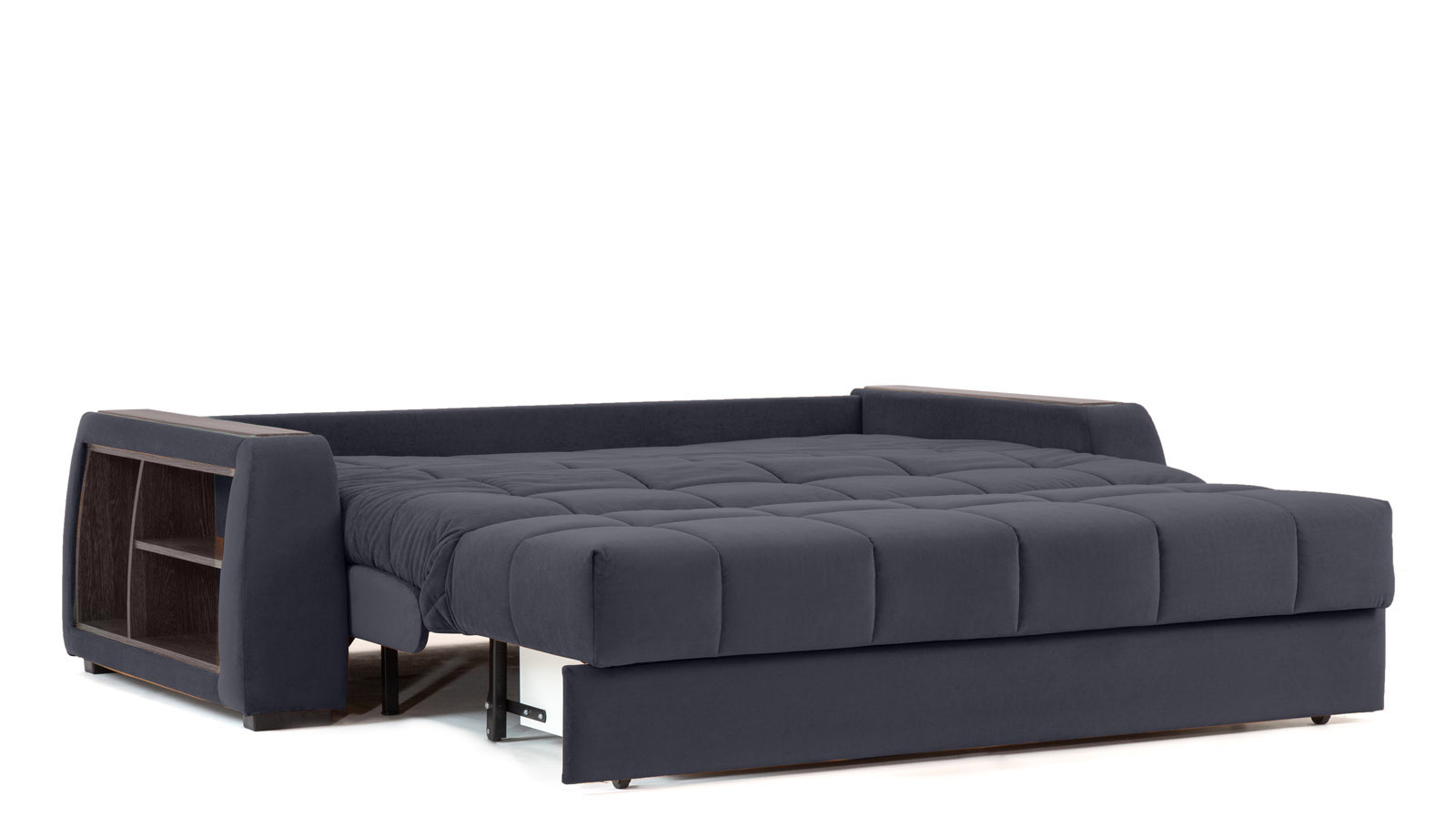 Диван - кровать Domo Pro с полками цвета венге, стежка квадрат, ткань Sky Velvet 40 180x216 — в мебель-центре Озерцо