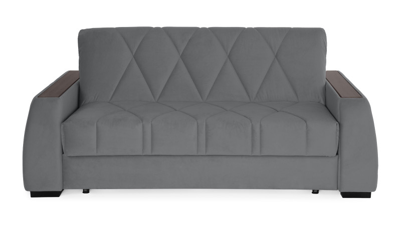 Диван - кровать Domo Pro с накладкой цвета венге, стежка ромб, ткань Sky Velvet 16 160x216 — купить в Озерце