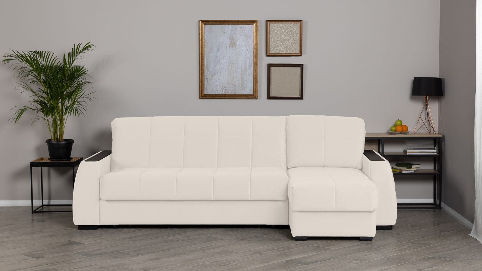 Диван Domo Pro Casanova Milk угловой с коробом для белья с полками 180 170x302 — купить в Озерце