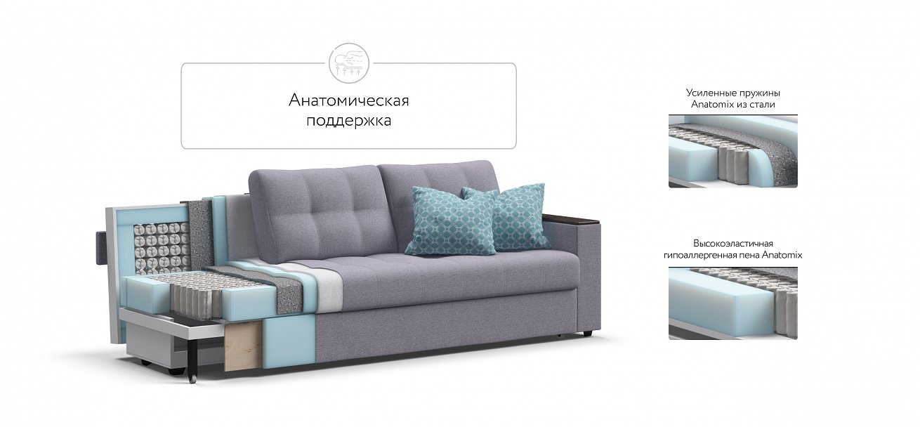 Атланта НПБ 120 диван Рогожка Мальмо платина — купить в Озерце