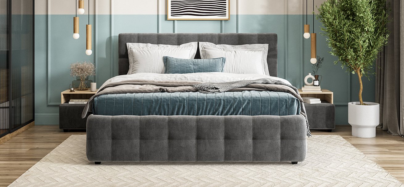 Кровать Босс 180*200 Про велюр Monolit серая - купить в Озерце