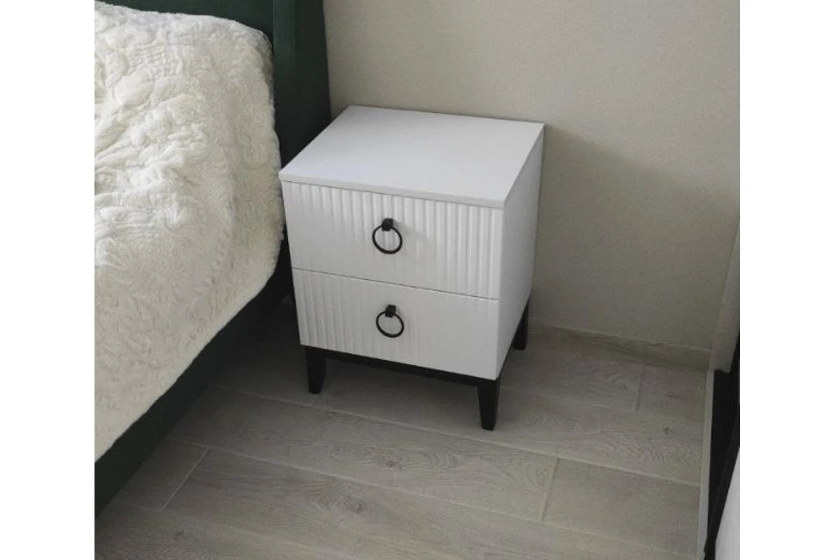 Тумба прикроватная Шарлиз (Белое сияние/Белый снег) — Мебель-центр Озерцо