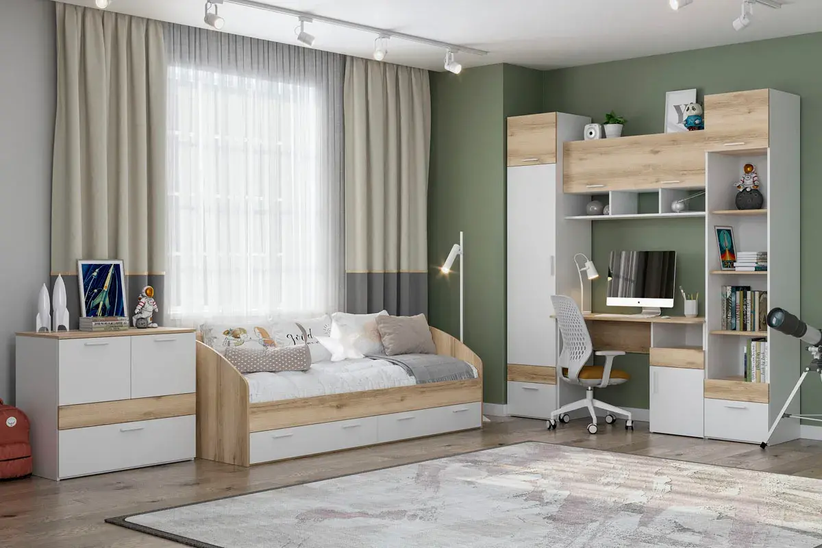 Стол Геометрия-9 (Белый/Делано светлый) — Мебель-центр Озерцо