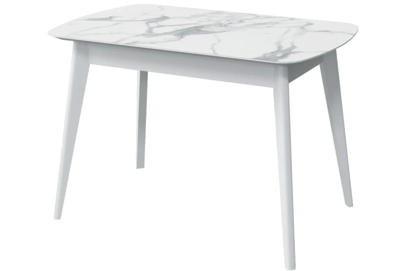 Стол Прайм раздвижной 1400 (Мрамор Белый/ПУ белый) - купить в Озерце