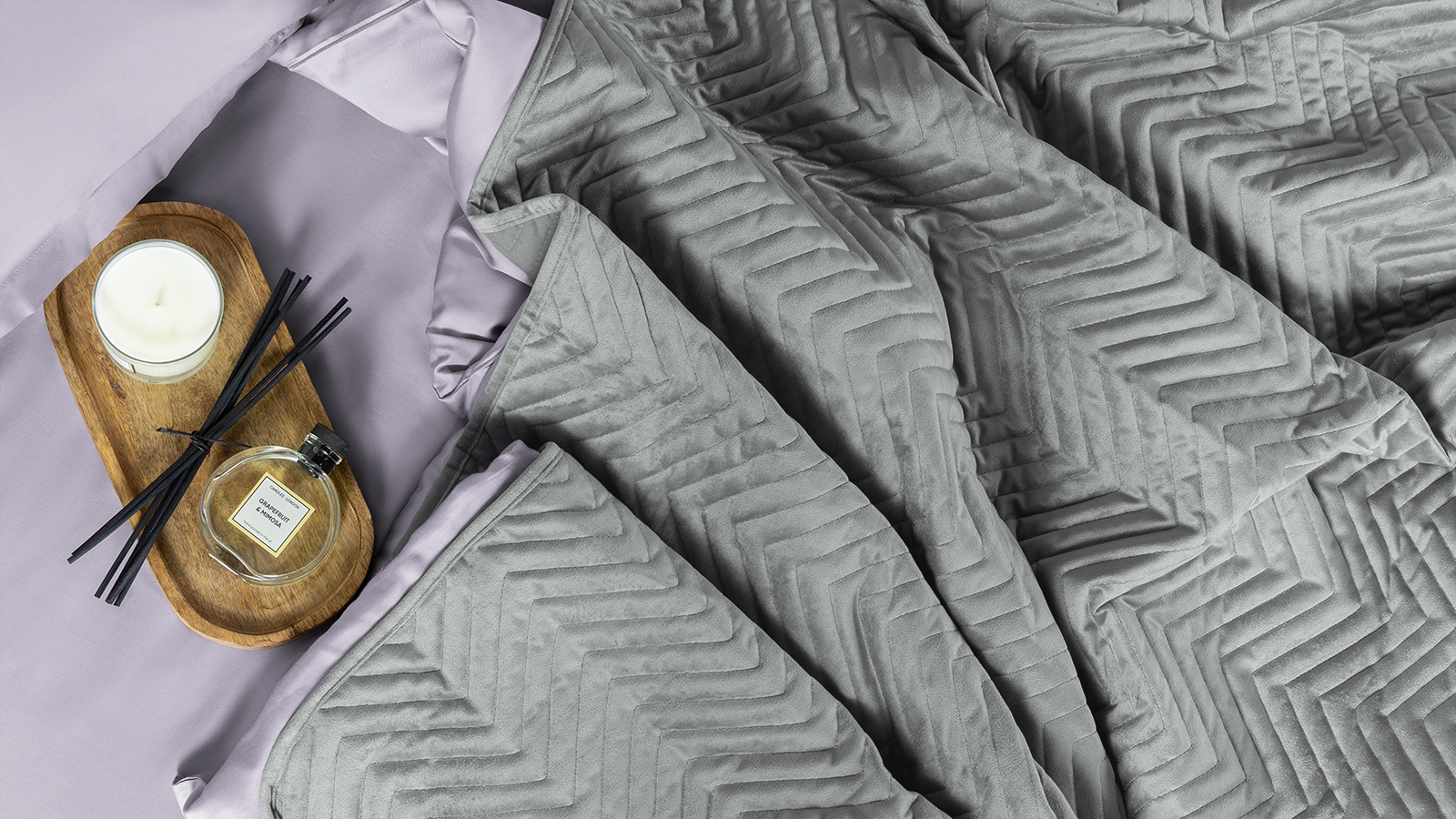 Покрывало стеганое Velvet Edition (геометрия), цвет Платина 240x260 в мебель-центре Озерцо