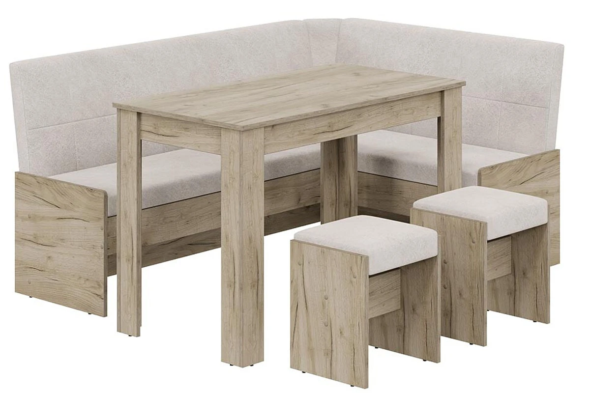 Кухонный уголок Пекин (Дуб крафт серый/Микровелюр Duna Brilliant) - купить в Озерце