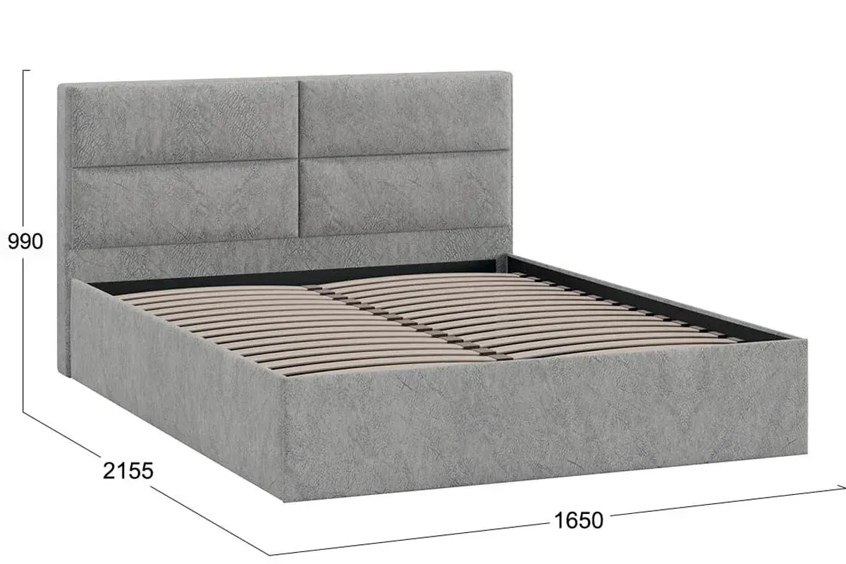 Кровать универсальная Глосс Тип 1 без ПМ 160х200 (Микровелюр/Wellmart Silver) - купить в Озерце