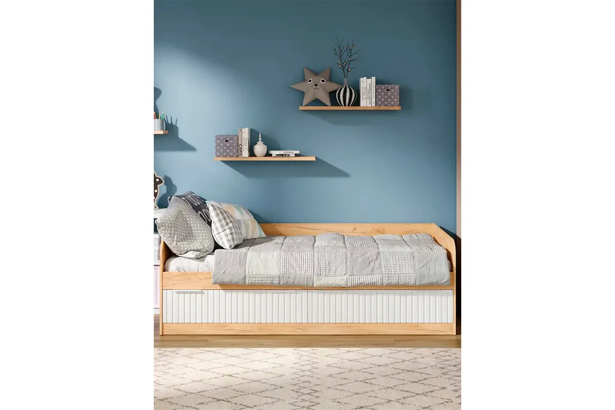 Кровать комбинированная Хилтон 90х200 Тип 1 (Дуб Крафт Золотой/Белый матовый) - купить в Озерце