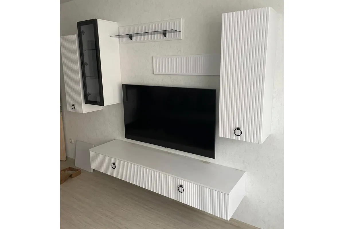 Шкаф вертикальный Шарлиз с 1 дв. (Белое сияние/Белый снег) в мебель-центре Озерцо